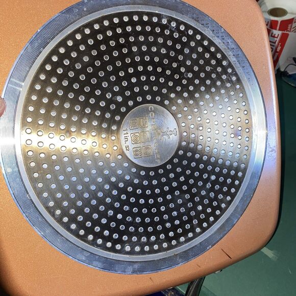 Lg. Copper Chef Casserole Pan 11" With Lid Vent Hole And Two Handles. Copper Pan - Picture 6 of 9